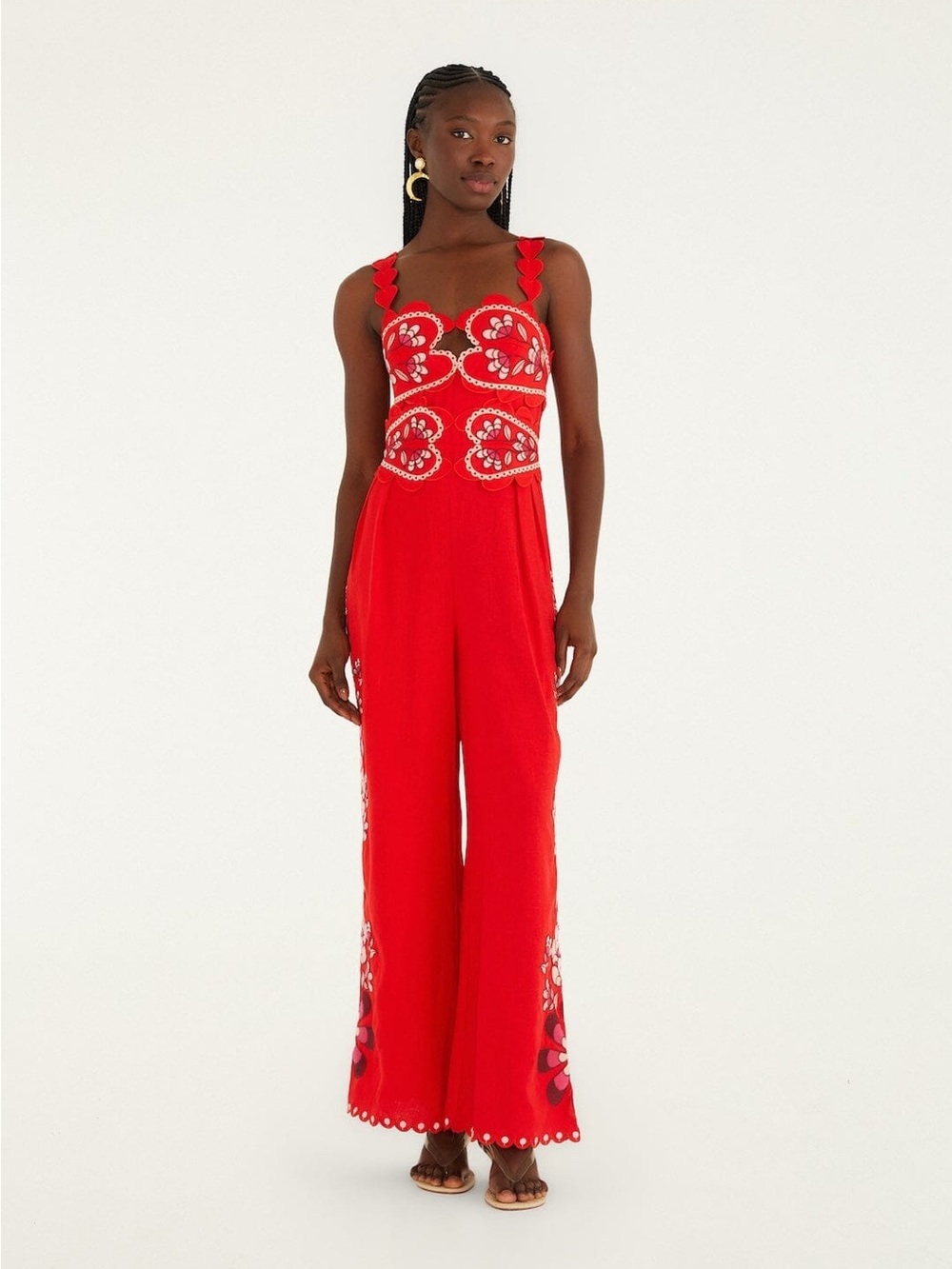 Farm Rio: LOVELY PINEAPPLES
PINK EMBROIDERED Sleeveless JUMPSUIT - Picture 1 of 12